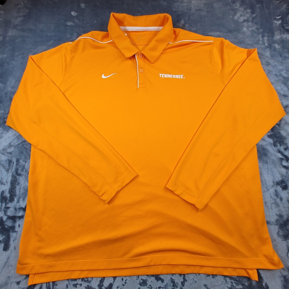 Nike Team Issued Tennessee Volunteers Dri-FIT Long Sleeve Polo Orange Mens 2XL